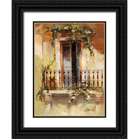Balcony III Black Ornate Wood Framed Art Print with Double Matting by Haenraets, Willem