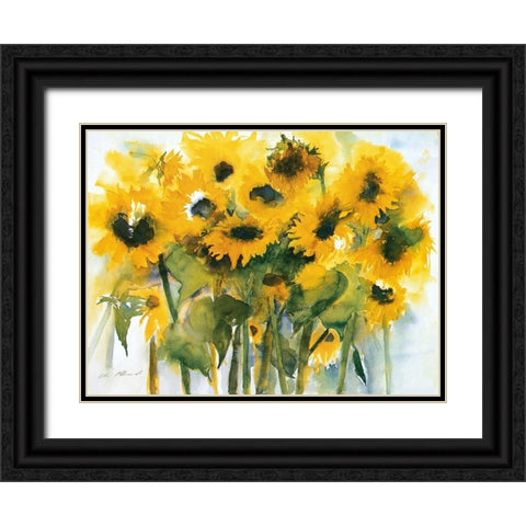 Sonnenblumenfeld Black Ornate Wood Framed Art Print with Double Matting by Ohland, Christa