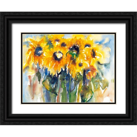 Sonnenblumen Black Ornate Wood Framed Art Print with Double Matting by Ohland, Christa