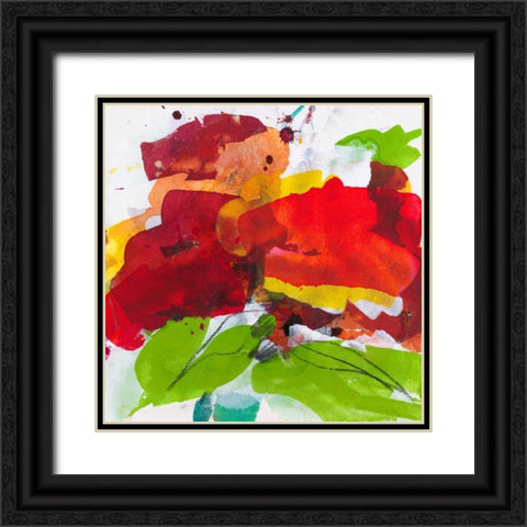 Red Blossom Black Ornate Wood Framed Art Print with Double Matting by Ruttkau, El