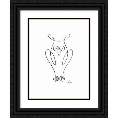 Owl Black Ornate Wood Framed Art Print with Double Matting by Mahdavi, Gholam Reza