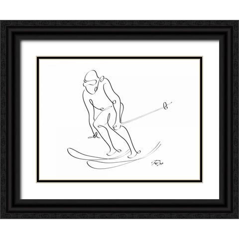 Skier Black Ornate Wood Framed Art Print with Double Matting by Mahdavi, Gholam Reza