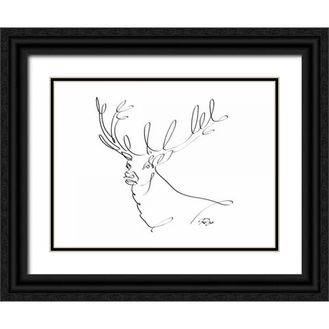 Deer Black Ornate Wood Framed Art Print with Double Matting by Mahdavi, Gholam Reza