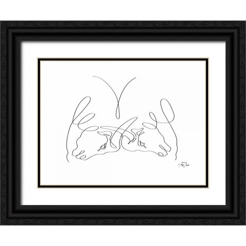 Bulls Black Ornate Wood Framed Art Print with Double Matting by Mahdavi, Gholam Reza