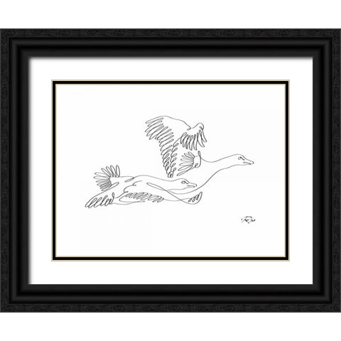 Geese Black Ornate Wood Framed Art Print with Double Matting by Mahdavi, Gholam Reza
