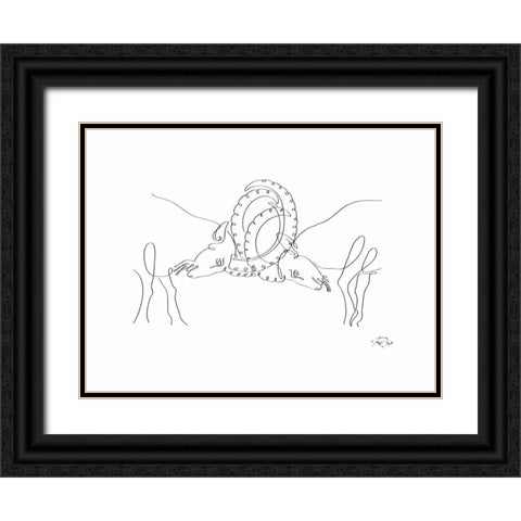 Capricorn Black Ornate Wood Framed Art Print with Double Matting by Mahdavi, Gholam Reza