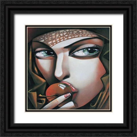 Versuchung Black Ornate Wood Framed Art Print with Double Matting by Tsantekidou, Rose