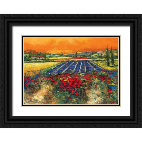 Provence Black Ornate Wood Framed Art Print with Double Matting by Madjid