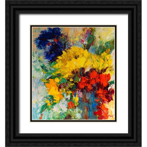 Blumenfreude I Black Ornate Wood Framed Art Print with Double Matting by Madjid