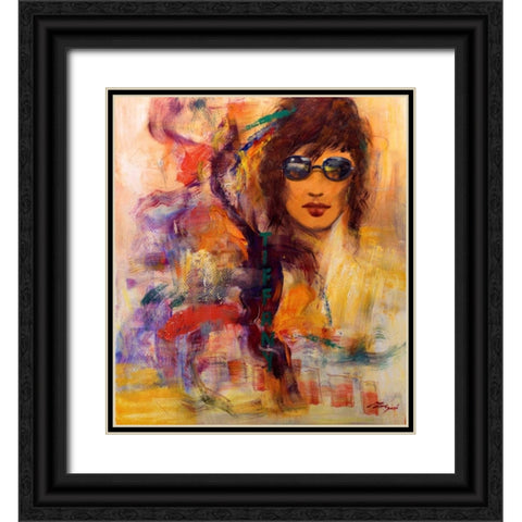 Tiffany Black Ornate Wood Framed Art Print with Double Matting by Madjid