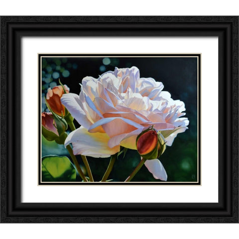 Buds Black Ornate Wood Framed Art Print with Double Matting by Schuh, Michael