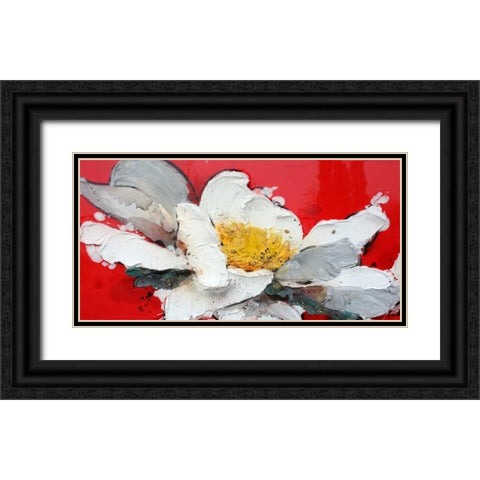 Peonia in rosso Black Ornate Wood Framed Art Print with Double Matting by Beletti, Nicole