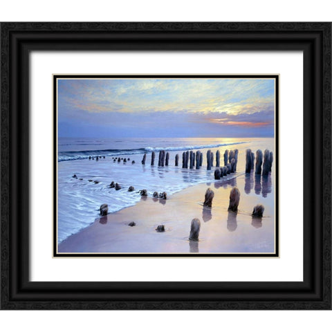 Sunset at Ostsee coast I Black Ornate Wood Framed Art Print with Double Matting by Schneider, Sigur