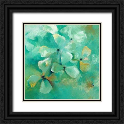 Floating Flowers Black Ornate Wood Framed Art Print with Double Matting by Strunk, Anne L.