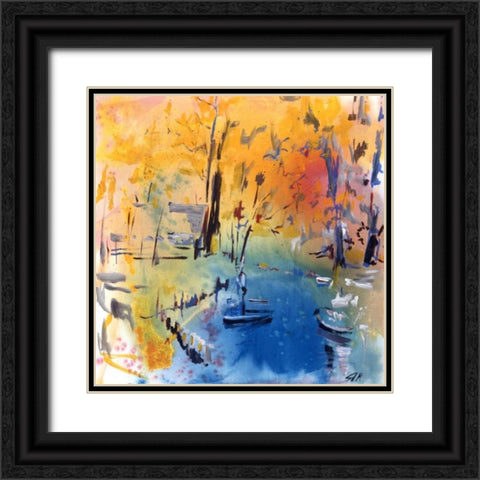 Landschaft mit Boot Black Ornate Wood Framed Art Print with Double Matting by Miteff, Stefan