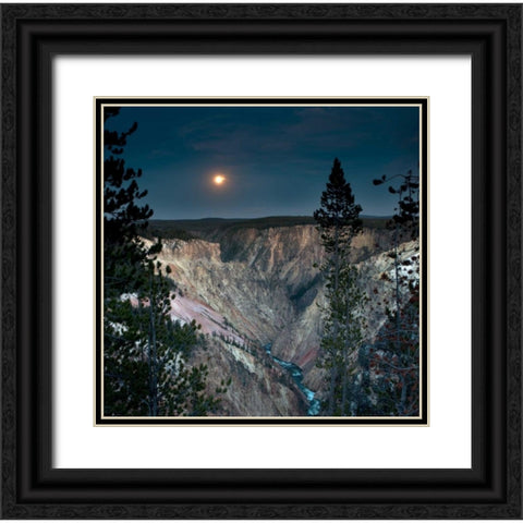 North Rim Moon Rising Black Ornate Wood Framed Art Print with Double Matting by Stalowy, John