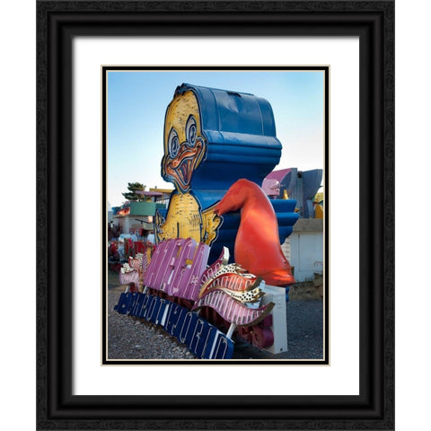 Duck Black Ornate Wood Framed Art Print with Double Matting by Stalowy, John