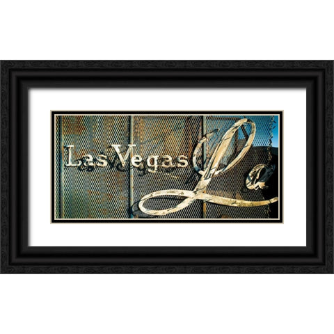 Las Vegas Sign Black Ornate Wood Framed Art Print with Double Matting by Stalowy, John