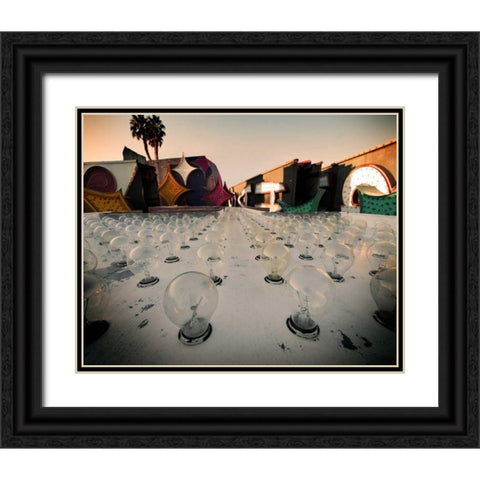 Light Bulbs Black Ornate Wood Framed Art Print with Double Matting by Stalowy, John