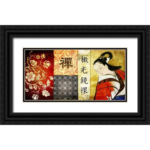 Collage Asia 01 Black Ornate Wood Framed Art Print with Double Matting by Adamsky