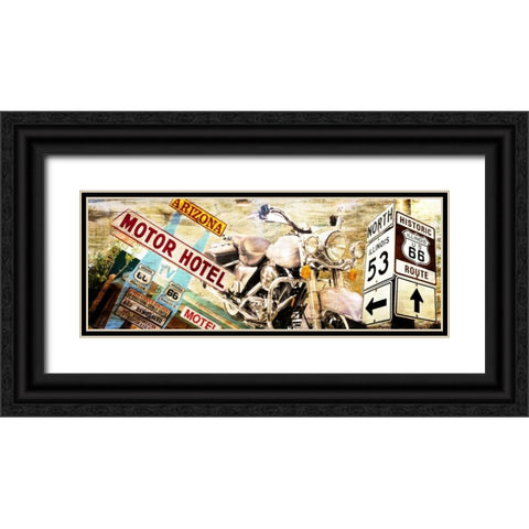 Route 66 Black Ornate Wood Framed Art Print with Double Matting by Adamsky