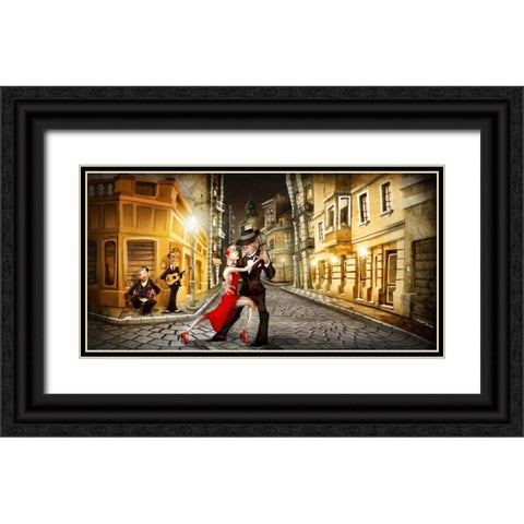 Tango in street Black Ornate Wood Framed Art Print with Double Matting by Alvez, A. - Perez, A.
