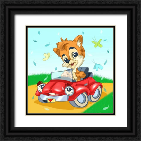 Kitten in the car Black Ornate Wood Framed Art Print with Double Matting by Alvez, A. - Perez, A.