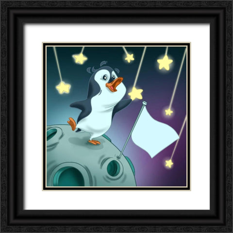 The penguin and the stars Black Ornate Wood Framed Art Print with Double Matting by Alvez, A. - Perez, A.