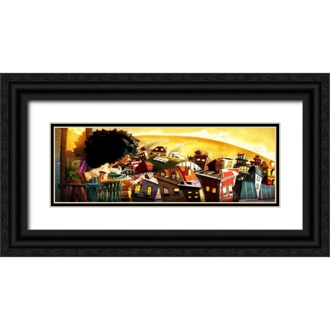 Coffee in the City -2 Black Ornate Wood Framed Art Print with Double Matting by Alvez, A. - Perez, A.