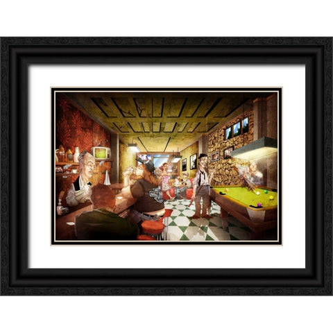Nine Ball Black Ornate Wood Framed Art Print with Double Matting by Alvez, A. - Perez, A.