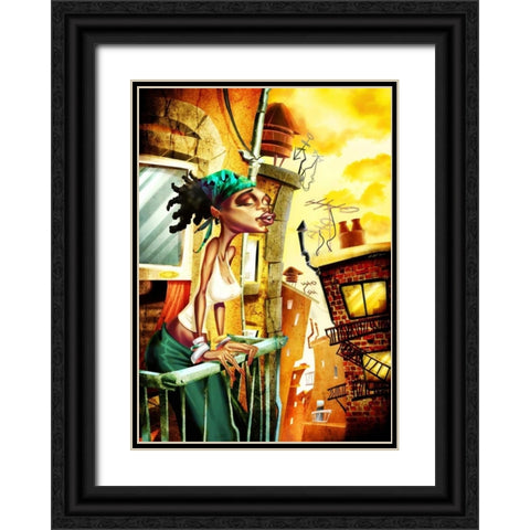 I listen you-1 Black Ornate Wood Framed Art Print with Double Matting by Alvez, A. - Perez, A.
