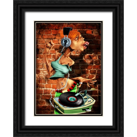 DJ-Moon Black Ornate Wood Framed Art Print with Double Matting by Alvez, A. - Perez, A.