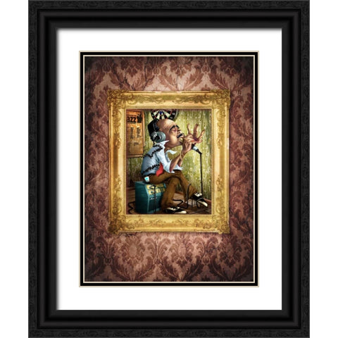 Bluesman 2A Black Ornate Wood Framed Art Print with Double Matting by Alvez, A. - Perez, A.