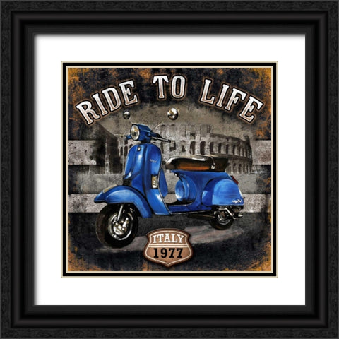 Motorbike 01 Ride to Life Black Ornate Wood Framed Art Print with Double Matting by Sola, Bresso