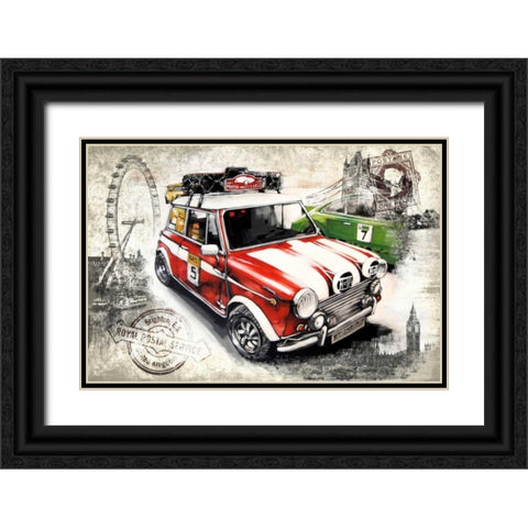 Car 01 London Black Ornate Wood Framed Art Print with Double Matting by Sola, Bresso