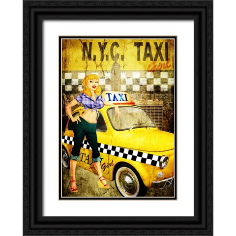 Taxi Girl Black Ornate Wood Framed Art Print with Double Matting by Sola, Bresso
