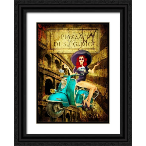 Pin Up Rome Black Ornate Wood Framed Art Print with Double Matting by Sola, Bresso