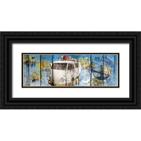 The beach van Black Ornate Wood Framed Art Print with Double Matting by Sola, Bresso