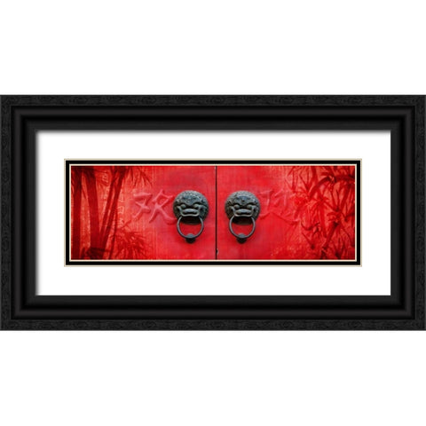 Red Door Black Ornate Wood Framed Art Print with Double Matting by Sola, Bresso
