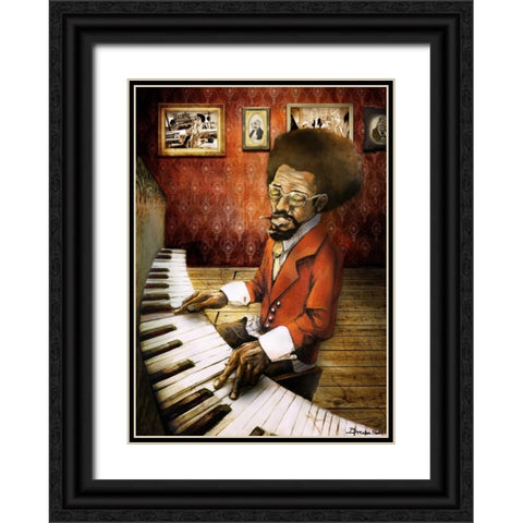 The Pianist Black Ornate Wood Framed Art Print with Double Matting by Sola, Bresso