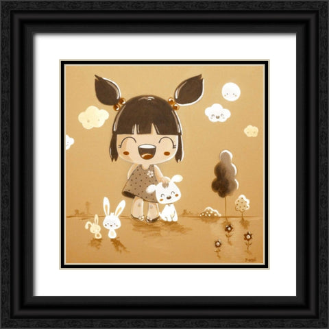 Little Girl Cream Color Black Ornate Wood Framed Art Print with Double Matting by Vicedo, Diana