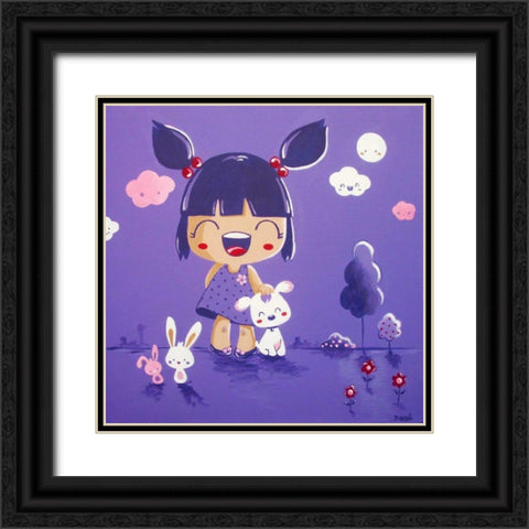 Little Girl Violet Color Black Ornate Wood Framed Art Print with Double Matting by Vicedo, Diana