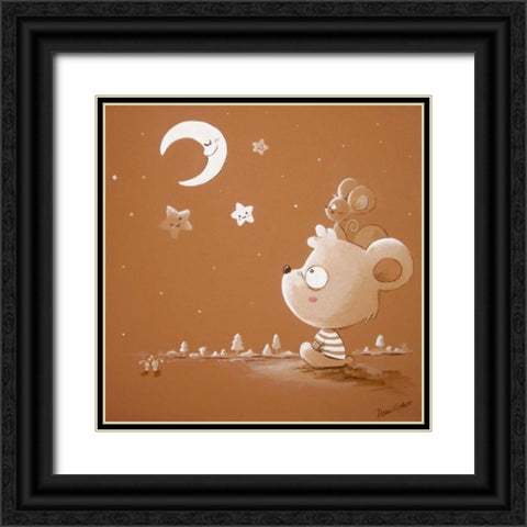 Bear and Moon Black Ornate Wood Framed Art Print with Double Matting by Vicedo, Diana