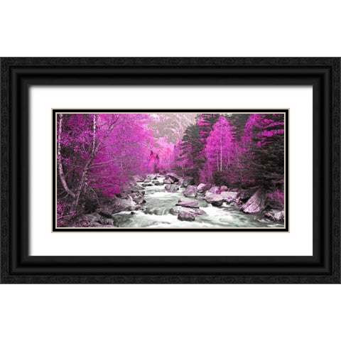 Lilac river and trees 832 Black Ornate Wood Framed Art Print with Double Matting by Palacios, J.A.