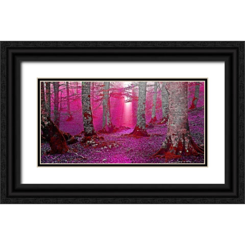 Forest and sunbeam 822 Black Ornate Wood Framed Art Print with Double Matting by Palacios, J.A.