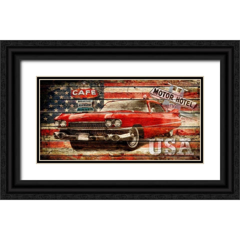 USA Collage 2 Black Ornate Wood Framed Art Print with Double Matting by Robins, John H.