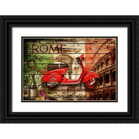Italy Collage 2 Black Ornate Wood Framed Art Print with Double Matting by Robins, John H.
