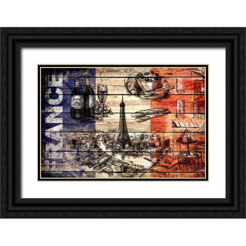 France Collage 03.02 Black Ornate Wood Framed Art Print with Double Matting by Robins, John H.