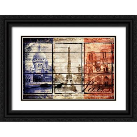 France Collage 02.02 Black Ornate Wood Framed Art Print with Double Matting by Robins, John H.