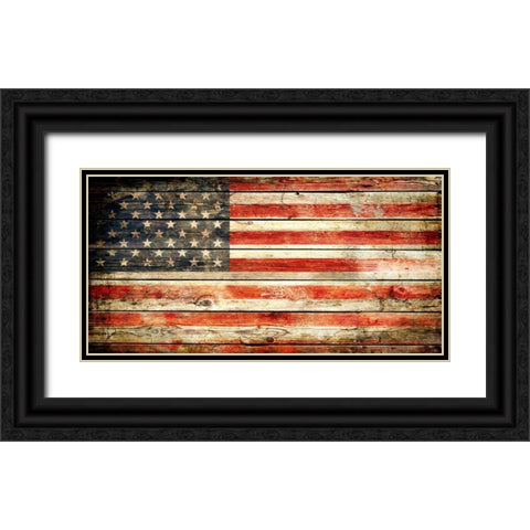 USA 2 Black Ornate Wood Framed Art Print with Double Matting by Robins, John H.